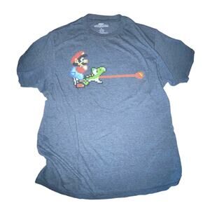 Super Mario World Blue Graphic Short Sleeve T-Shirt Large